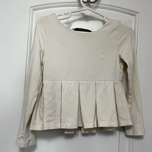 Worn once. Toddler ivory Polo long sleeve peplum top
